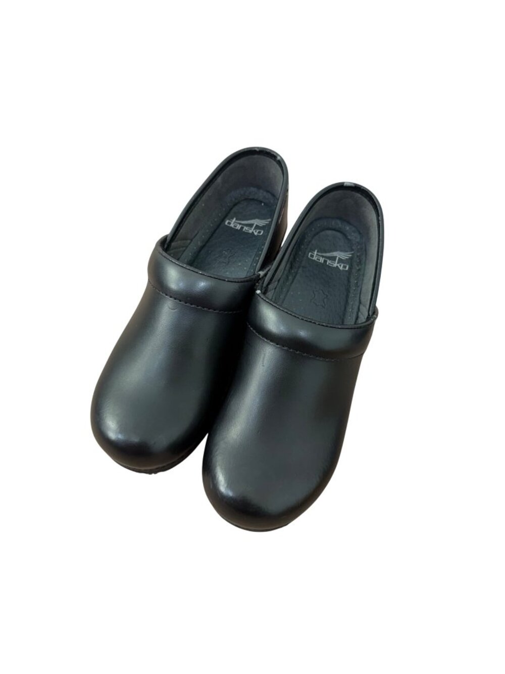 Dansko Womens Black Professional Slip-Resistant Leather Clogs Size 38 EU